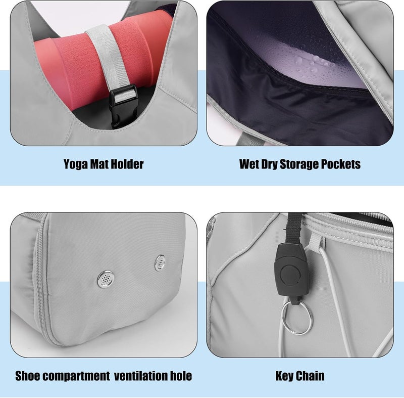 forestfish Gym Bag For Women With Yoga Mat Holder & Shoe Compartment & Wet Dry Storage Pocket & Adjustable Strap - Image 5